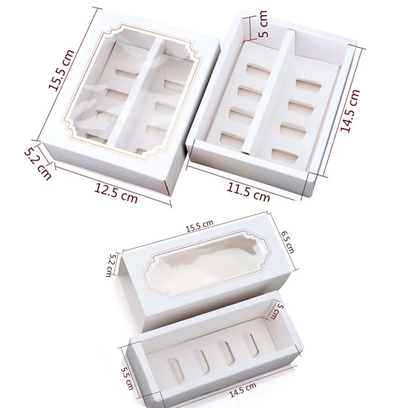 Прозрачная оконная упаковка для макарон картонная коробка шоколада печенья