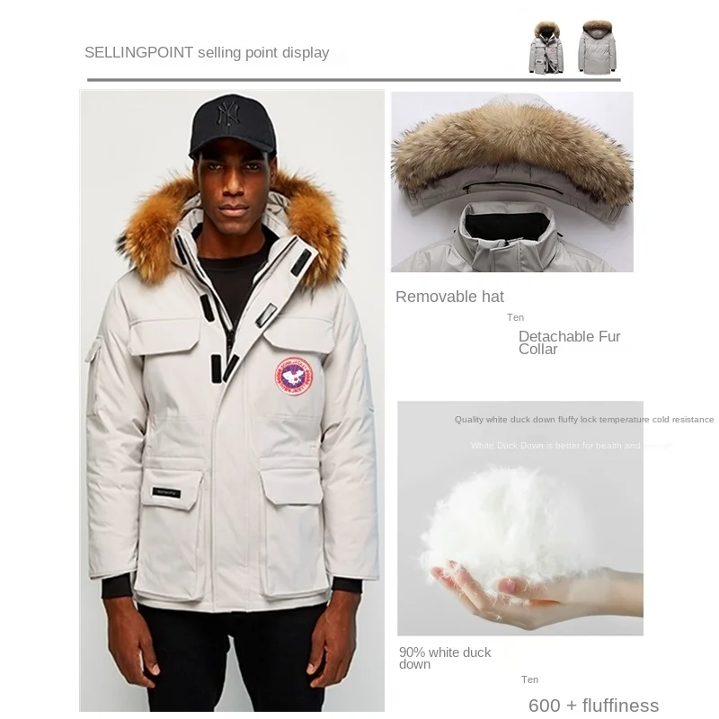 Chaqueta de invierno para fuera de temporada, ropa de trabajo al aire libre de estilo canadiense, abrigo caliente de ganso para pareja-2