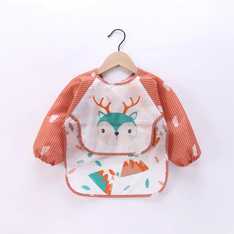 

Baby Kids Toddler Long Sleeve Scarf Waterproof Art Smock Feeding Bib Apron Pocket Infant Boys Girls Burp Cloth Banana Bibs