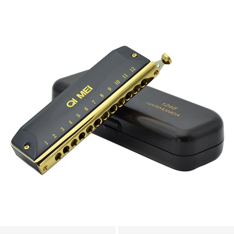 

12 Hole Round Mouthpiece Adult Beginner Advanced Chromatic Scale Professional Harmonica Performance Playing Musical Instruments