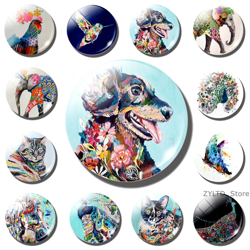 Милый цветок искусство брикет собака Кот 12 шт./компл. магниты на холодильник слон