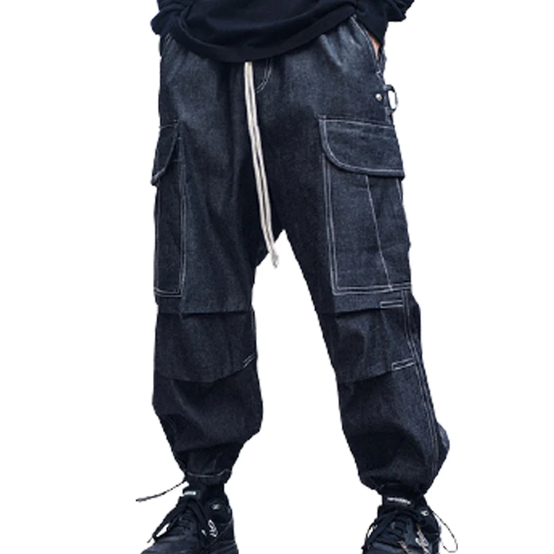 

Комбинезон мужской джинсовый в стиле High Street, Модные свободные штаны из хлопка с принтом редиса, контрастные повседневные брюки