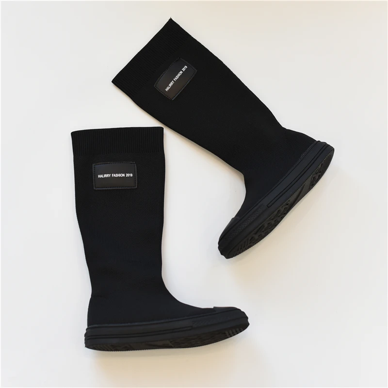 Koovan детские сапоги выше колена вязаные высокие новинка 2020 года стильная обувь