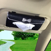 car leather rhinestone tissue holder sun visor towel sets interior decoration crystal storage box car accessories interior