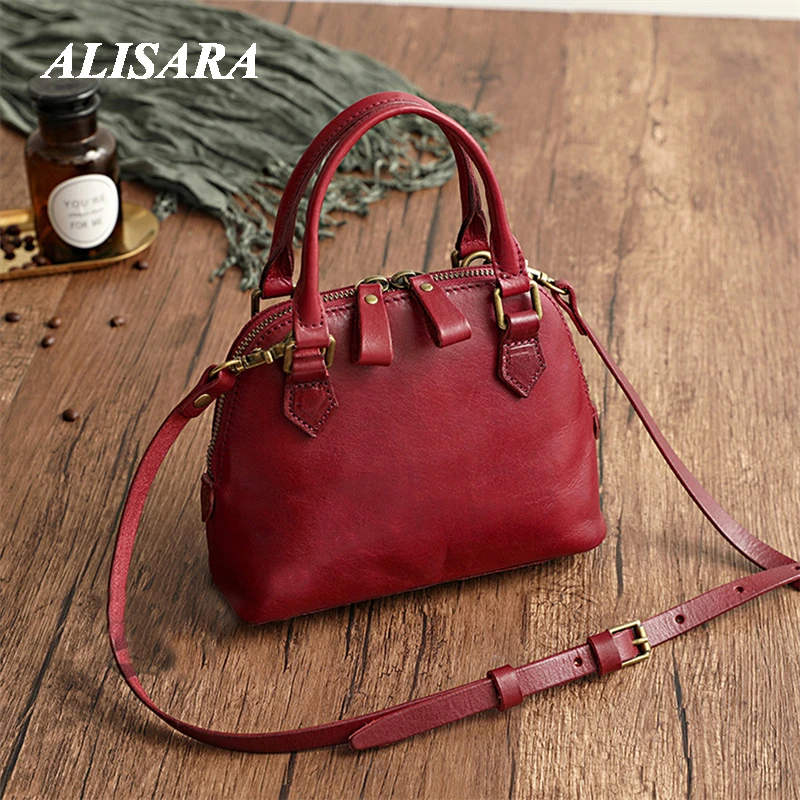 

Red Vintage bag for women zipper small Shoulder bag practical small tote bag retro Popular Japanese styles Handbags rustic style