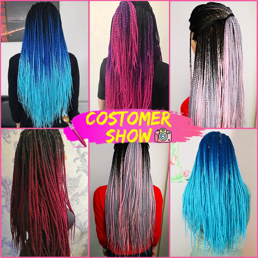 26 Color Ombre Senegalese Twist Crochet Hair Extension 24 Inch Braids Synthetic Braiding For African Woman Bulk |