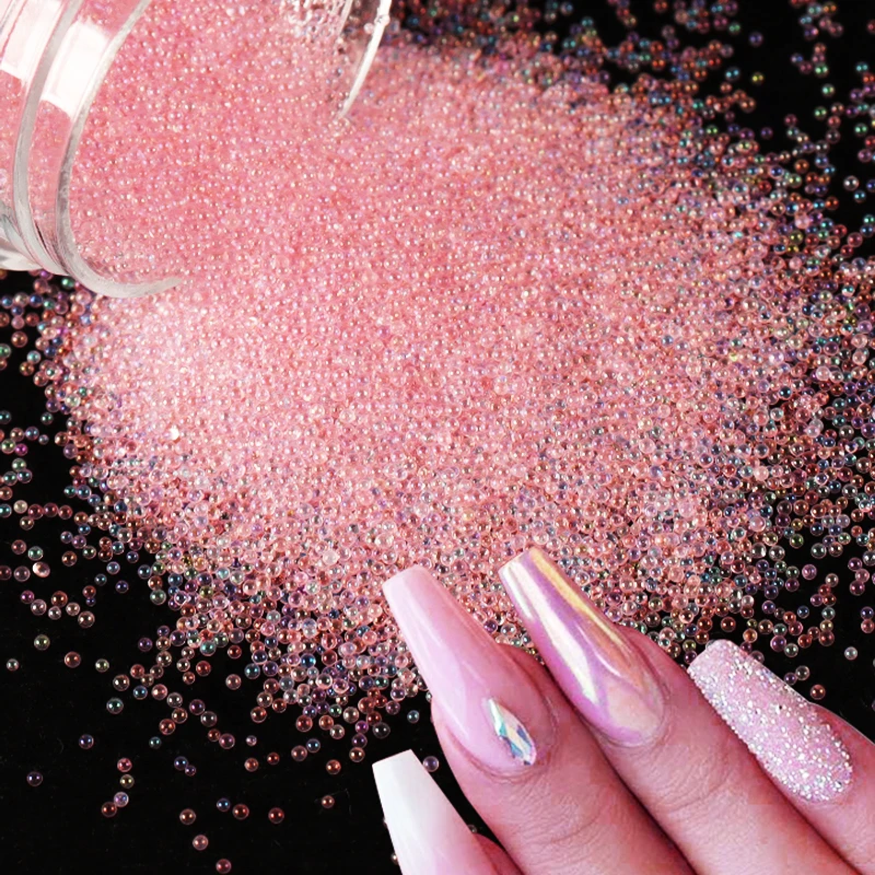 

Pink Glass Crystal Nail Art Rhinestones Holographic Flash Caviar Bead Jewelry Accessories For DIY Nail Charm Design Decoration