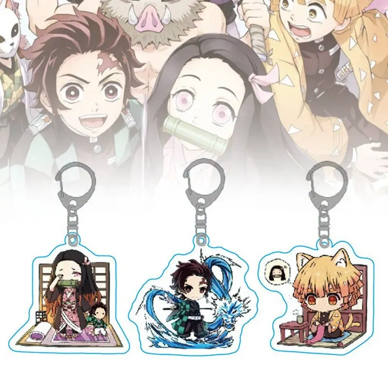 Аниме Demon Slayer Kimetsu No Yaiba брелок мультяшная фигурка косплей двухсторонний