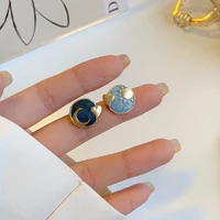s925 needle women jewelry blue earrings pretty design asymmetrical sun moon heart stud earrings for girl fine accessories