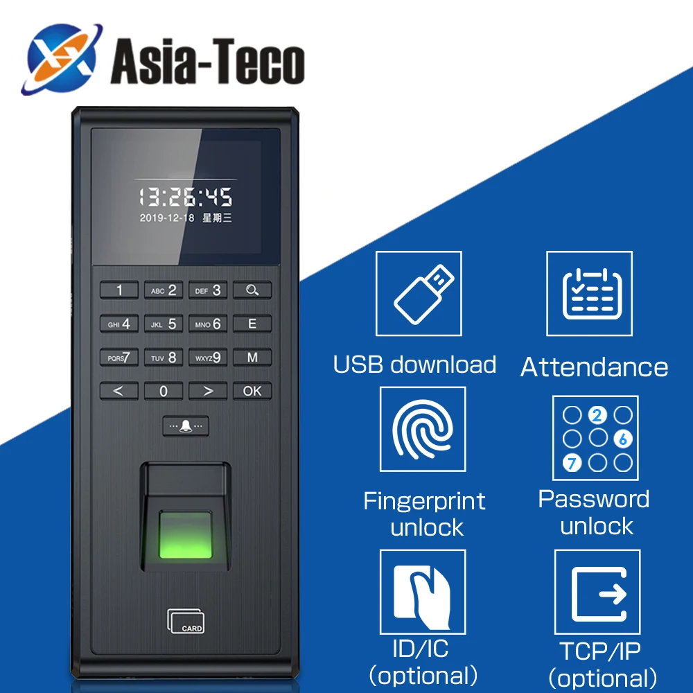 TCP/IP Fingerprint RFID 125KHZ Time Attendance smart door access control system kit Standalone Keypad 1000 Users 13.56MHZ card |