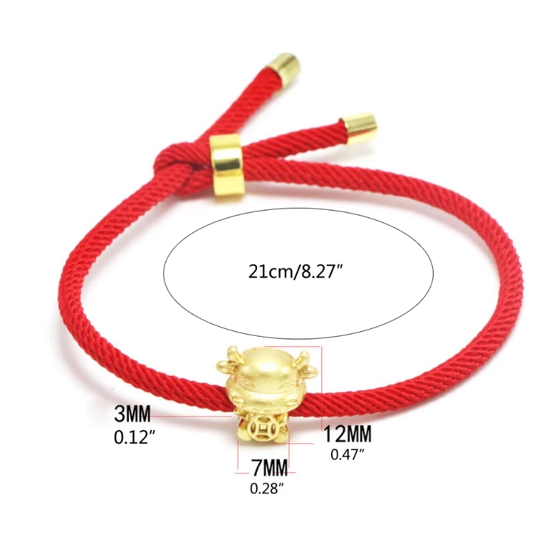 

Golden Cow Red String Bracelet 2021 Chinese Ox New Year Tradition Zodiac Mascot Cow Fortunes Lucky Blessing Bracelets