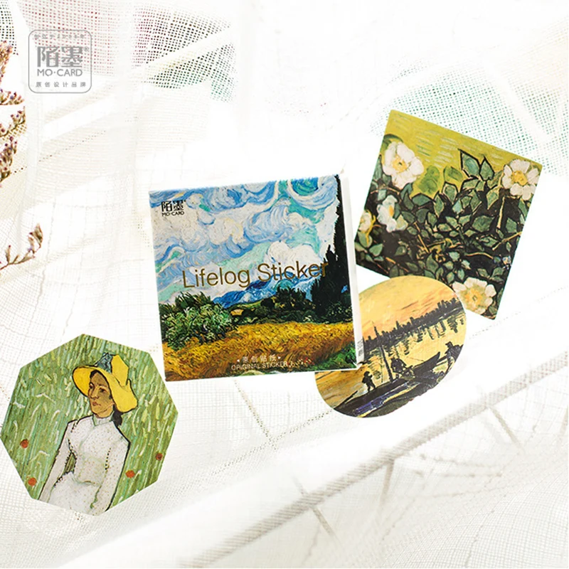 45 шт./лот серия Meet Van Gogh наклейки в коробке ретро мини декоративные хлопья DIY