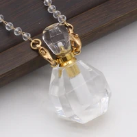 hot selling natural semi precious stone white crystal perfume bottle pendant making diy fashion charm lady necklace jewelry gift