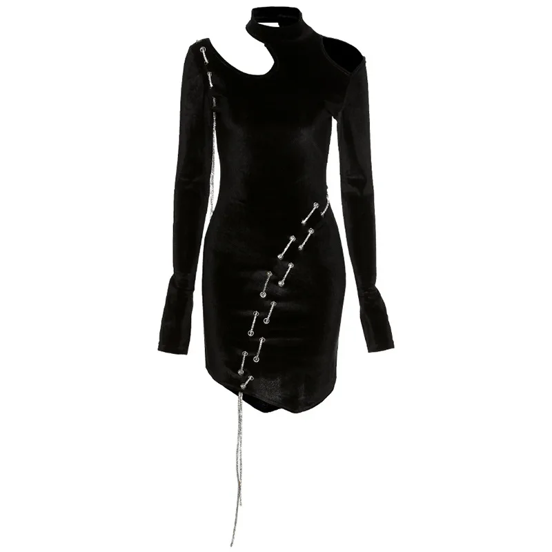 

2021 Spring and Autumn New y2k Women's Solid Color Black Slim High Waist Bag Hip Strapless Sexy Women's Dress