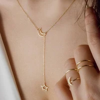 classic womens necklace fashion goldensilver color moon star clavicle chain necklaces for women sweater chain