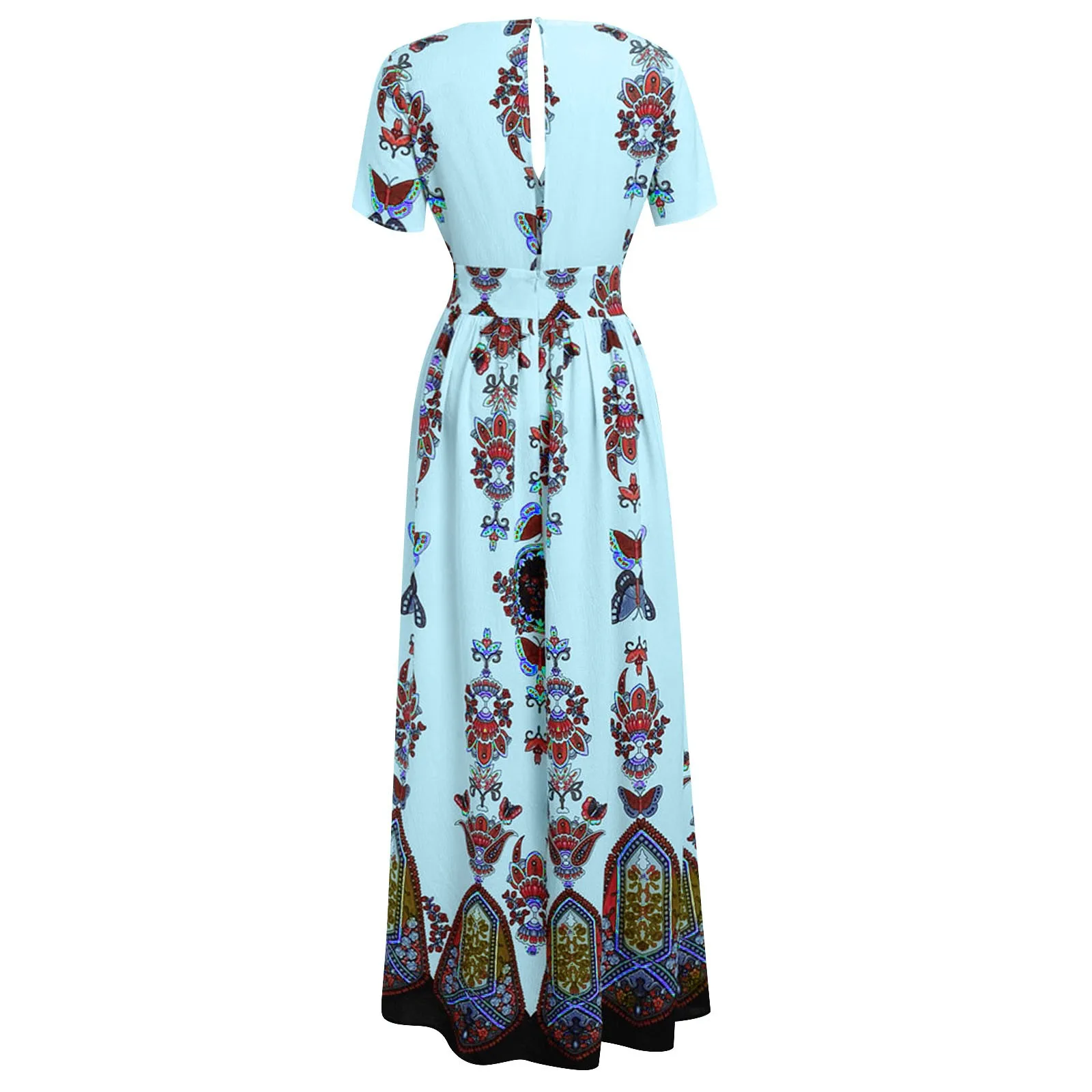 

Plus Size Dresses Women Casual Floral Ruffles Long Dress Patchwork Irregular Temperament Long Sundress Beach Wear
