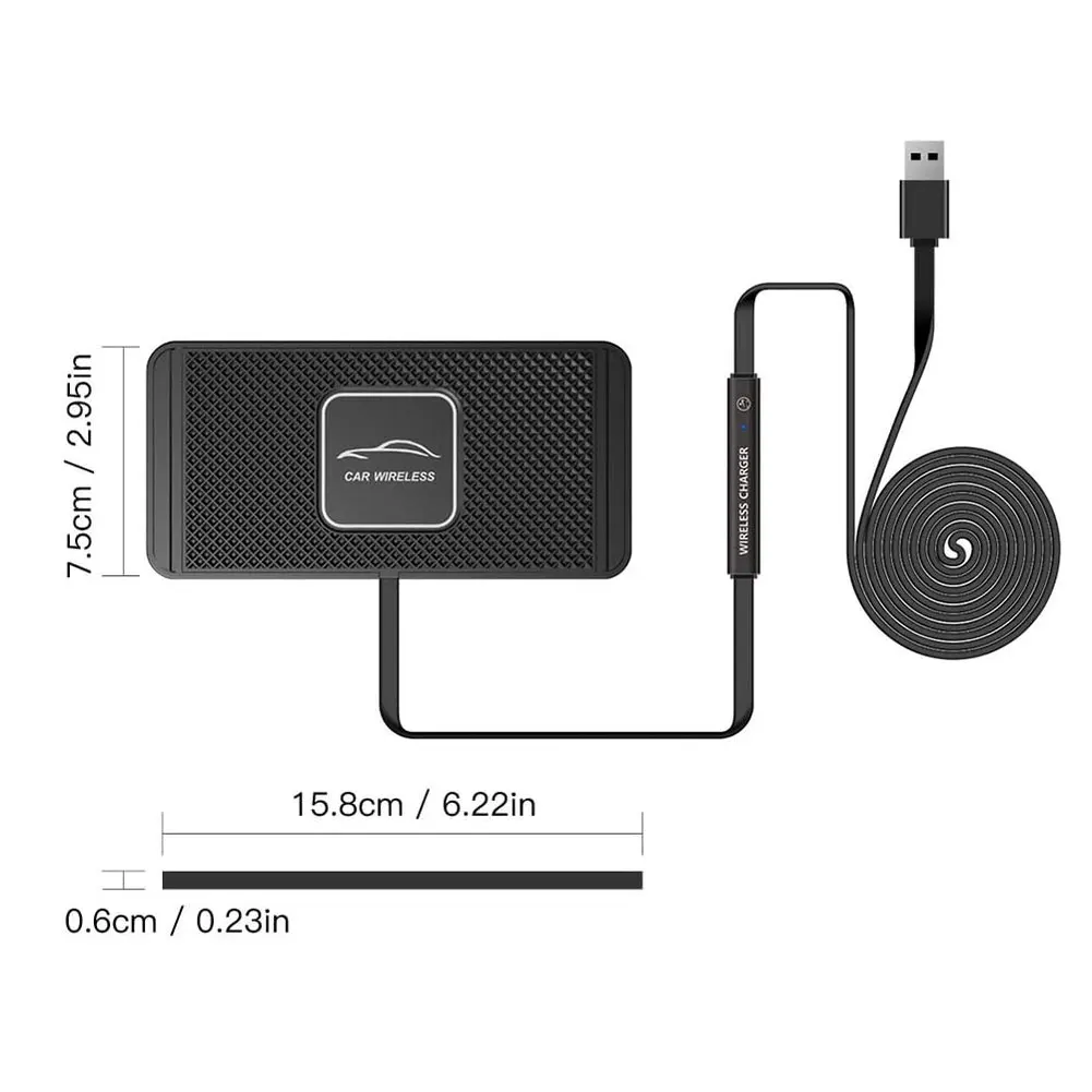 

Car Charger Wireless Non-Slip Car Charging Pad Car Mount Phone Holder Fast Changing Dock Station Pad Compatible With IOS Android