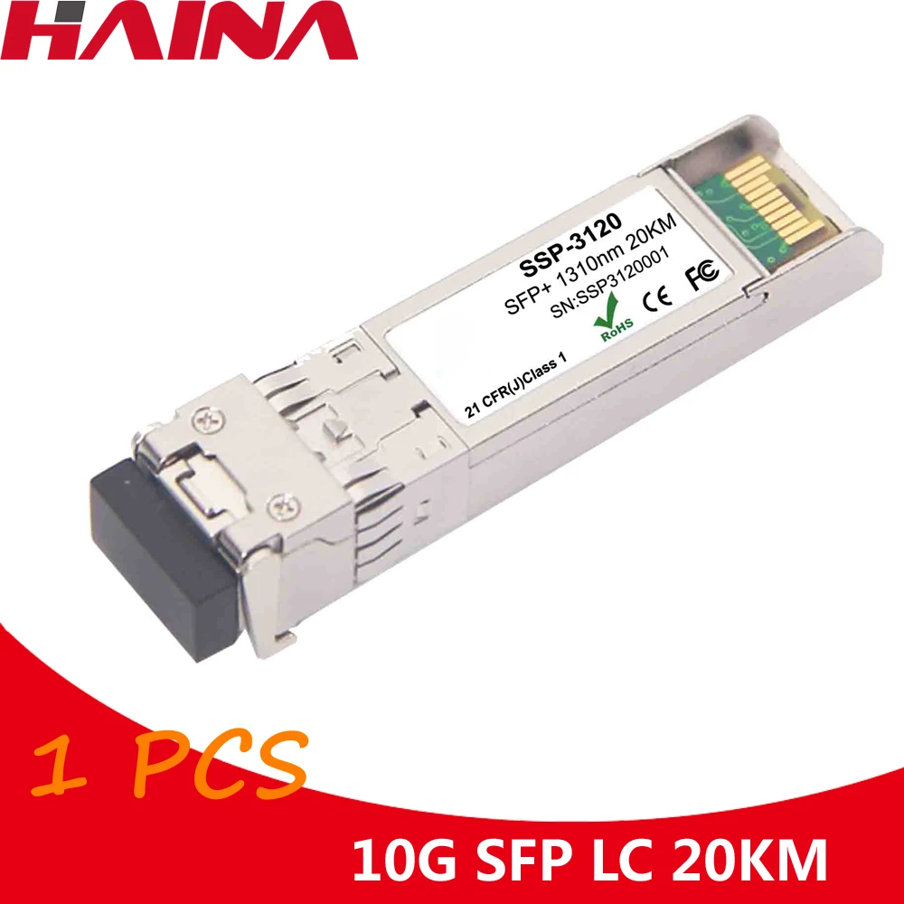 

10G SFP Moudule Transceiver Smf Lc 1310nm 20Km Compitable For Huawei Cisco Mikrotik HP DELL INTEL TP-LINK