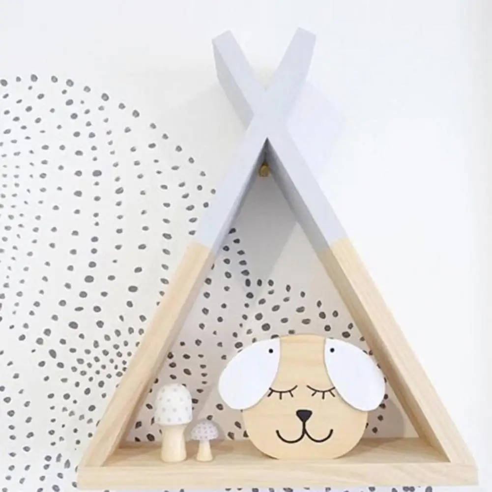 

1Pc Living Room Wooden Triangle Storage Holder Rack Decor Wall Mounted Shelf