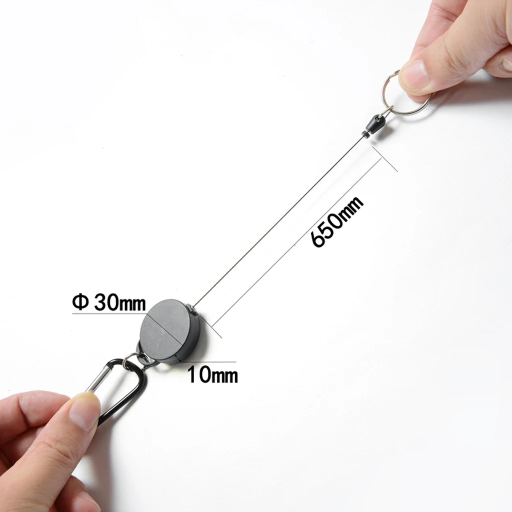 

2PCS Heavy Duty Pull Retractable Key Chain With 25.5 Inch Steel Wire Cable