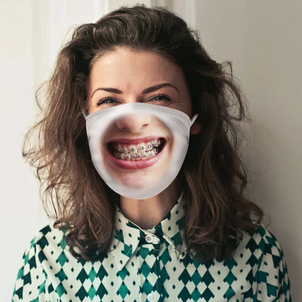 Маски для вечеринки 2020 маска с забавным принтом выражений модная моющаяся лица