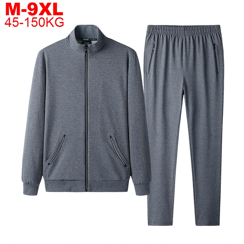 Size Men Sport Plus Track Suit 2 Pieces Sets Winter Warm Sportsuit Zipper Hoodies Set Male Hooded Jacket Sweat Pants Sportswear