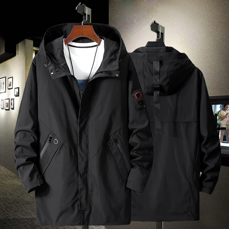 Свободный Длинный Тренч с капюшоном парки креативная зимняя модная куртка