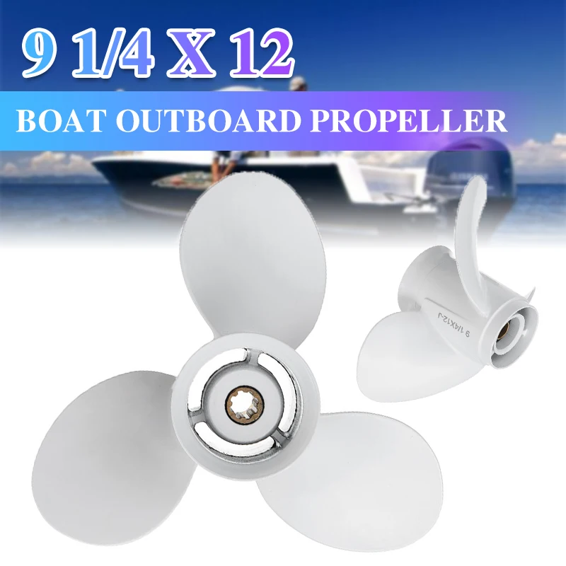 

9.9-15HP 9 1/4 x 12 Boat Outboard Propeller 683-45941-00-EL Aluminum White Marine Propeller 8 Spline Tooth 3 Blades For Yamaha