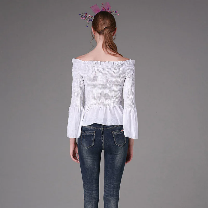 Стильные женские сексуальные осенние тонкие топы с открытыми плечами блуза