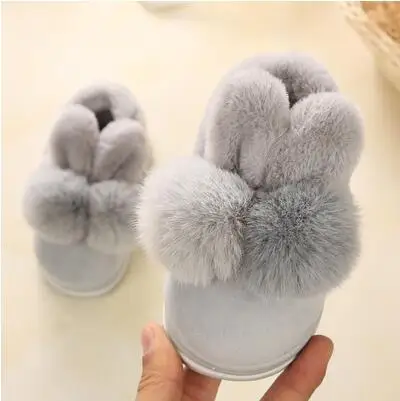 Детские зимние домашние тапочки с бантом детские для маленьких девочек