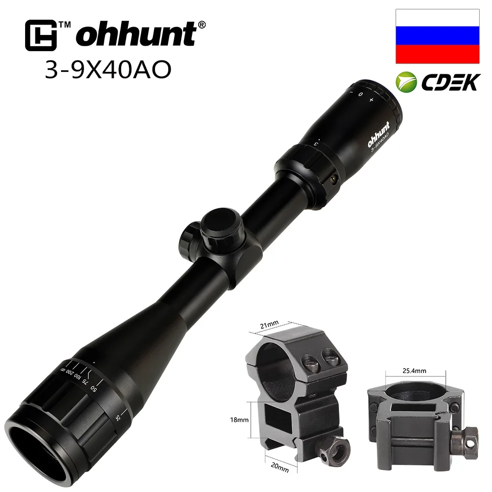 Ohhunt 4X32 3-9X40 4-16X40 6-24X50 винтовка Сфера провода охотничий прицел 1 дюймов оптический прицел тактический прицелы для стрельбы - Цвет: with Picatinny Ring