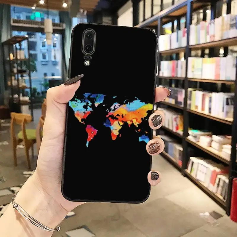

world map travel high quality Phone Case For Huawei honor Mate P 10 20 30 40 Pro 10i 9 10 20 8 x Lite