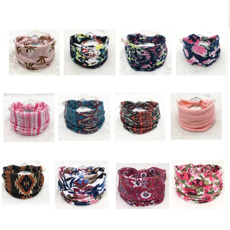 

Women Bandana Headband Cotton Solid Leopard Knot Hairbands Boho Turban Headwrap Bandana Girls Hair Accessories Fashion Headwear