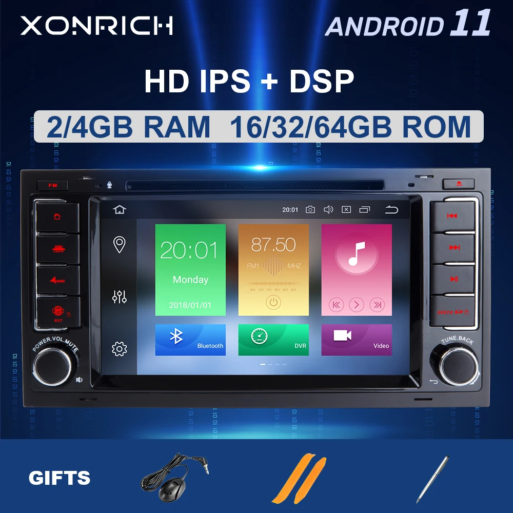 Автомобильный мультимедийный плеер 8 ядер Android 11 2 Din DVD Авторадио для VW Volkswagen Touareg