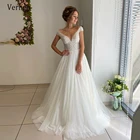 Винтажное свадебное платье-трапеция Verngo с полупрозрачными рукавами-крылышками, жемчужинами, бусинами и пуговицами на пуговицах для невесты, 2021