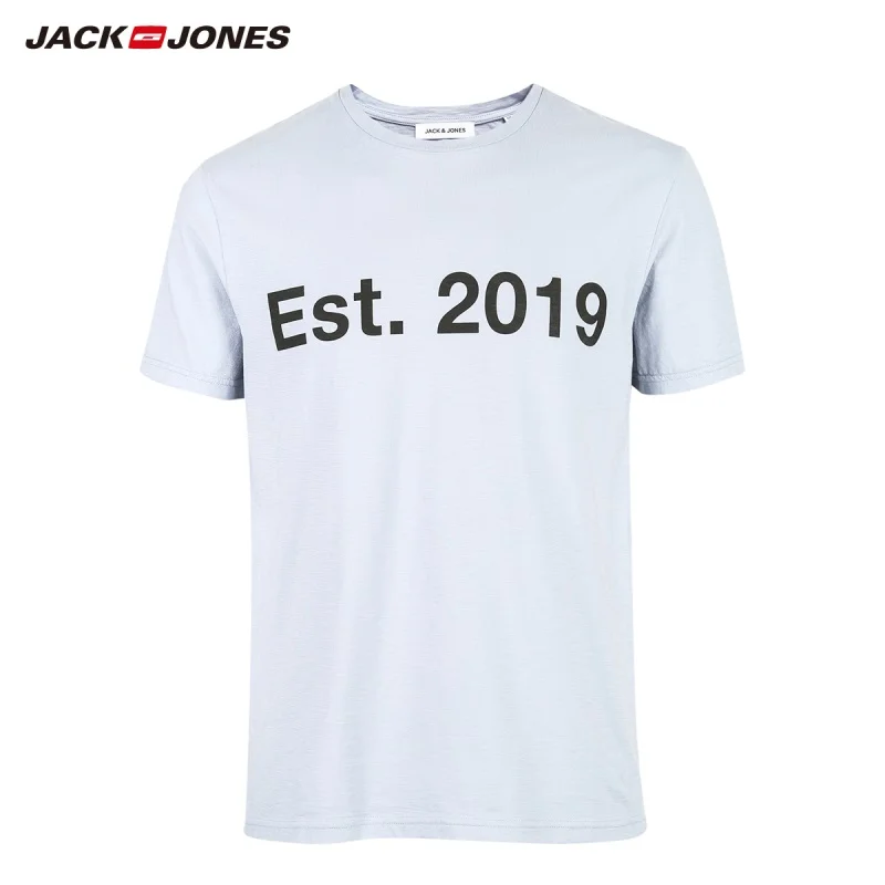 Мужская футболка с короткими рукавами JackJones 100% хлопок буквенным принтом круглым