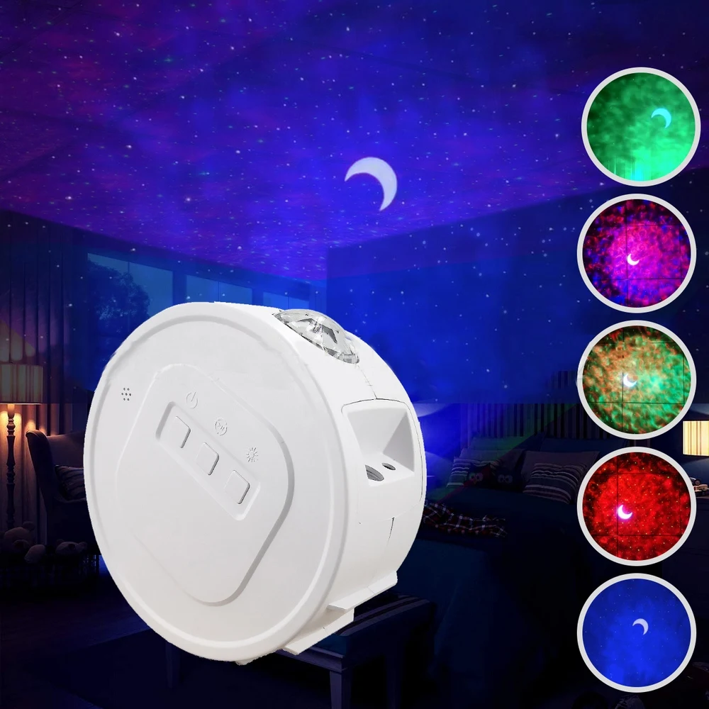 

Star Sky Projector Star Night Light Projection 6 Colors Ocean Waving Lights 360 Degree Rotation Night Lighting Lamp for Kids