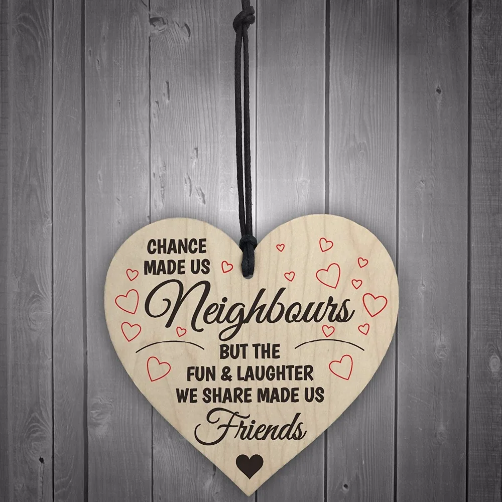 Wooden Heart-shaped Wood Crafts Neighbor plaque sign Special Use Christmas Home DIY Tree Decoration Small Pendant Accessories |