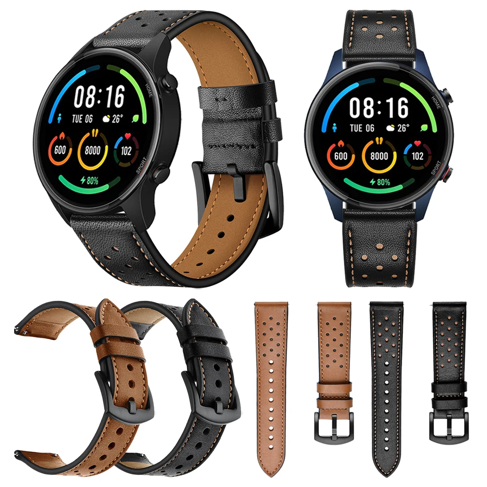 

Brown / Black Genuine Leather Strap For Xiaomi Mi Watch Color Sports Edition Band Belt Bracelet Watchband Accessories