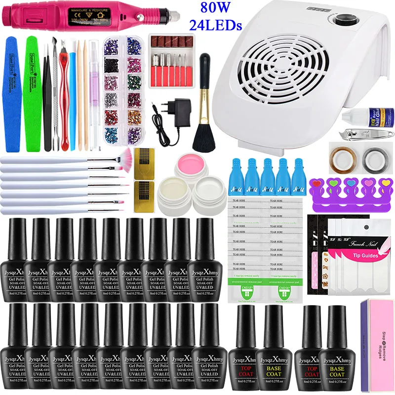 Маникюрный набор акриловый для ногтей 80 Вт лампа выберите Гель-лак дизайна все