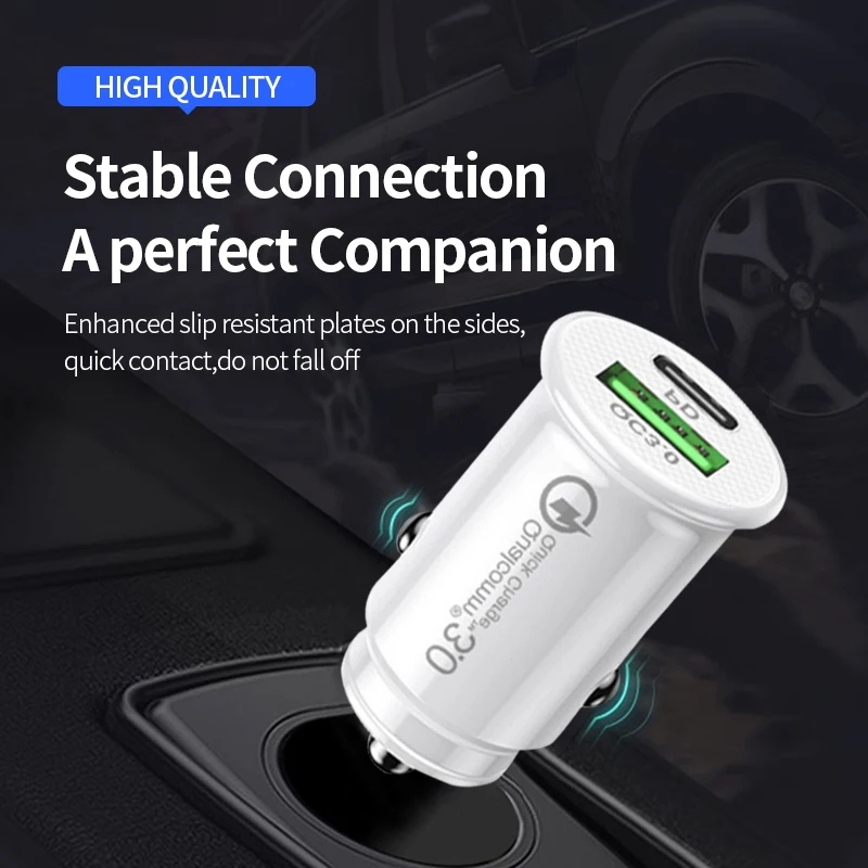 Автомобильное зарядное устройство QC3.0 быстрая зарядка мини-разъем в виде