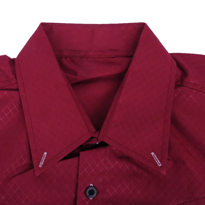 Мужская приталенная рубашка с длинным рукавом однотонная Повседневная в клетку