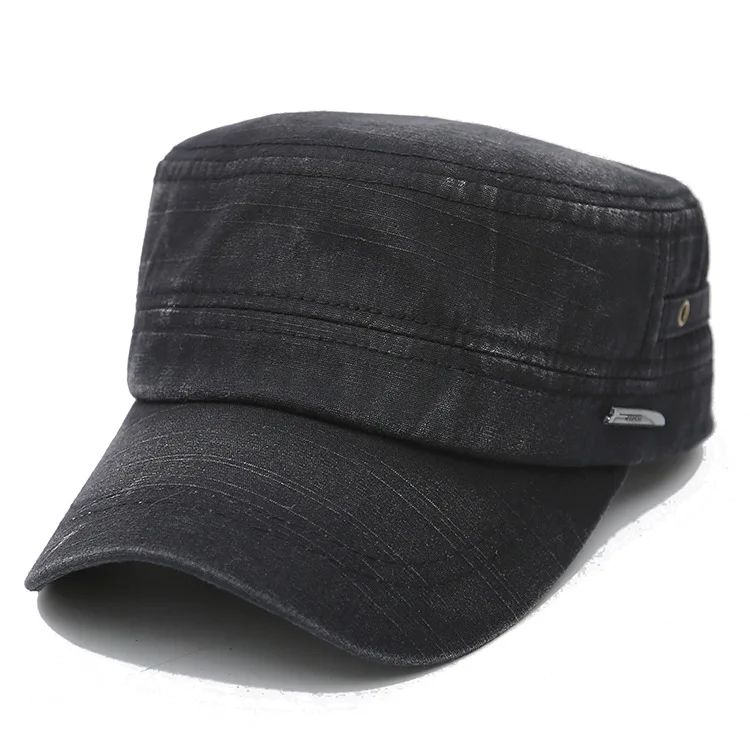 Новинка года, весенне-летние винтажные головные уборы для мужчин и женщин, повседневные, плоские, военные шапки военные, однотонные, Солнцезащитный Регулируемый головной убор - Цвет: Black