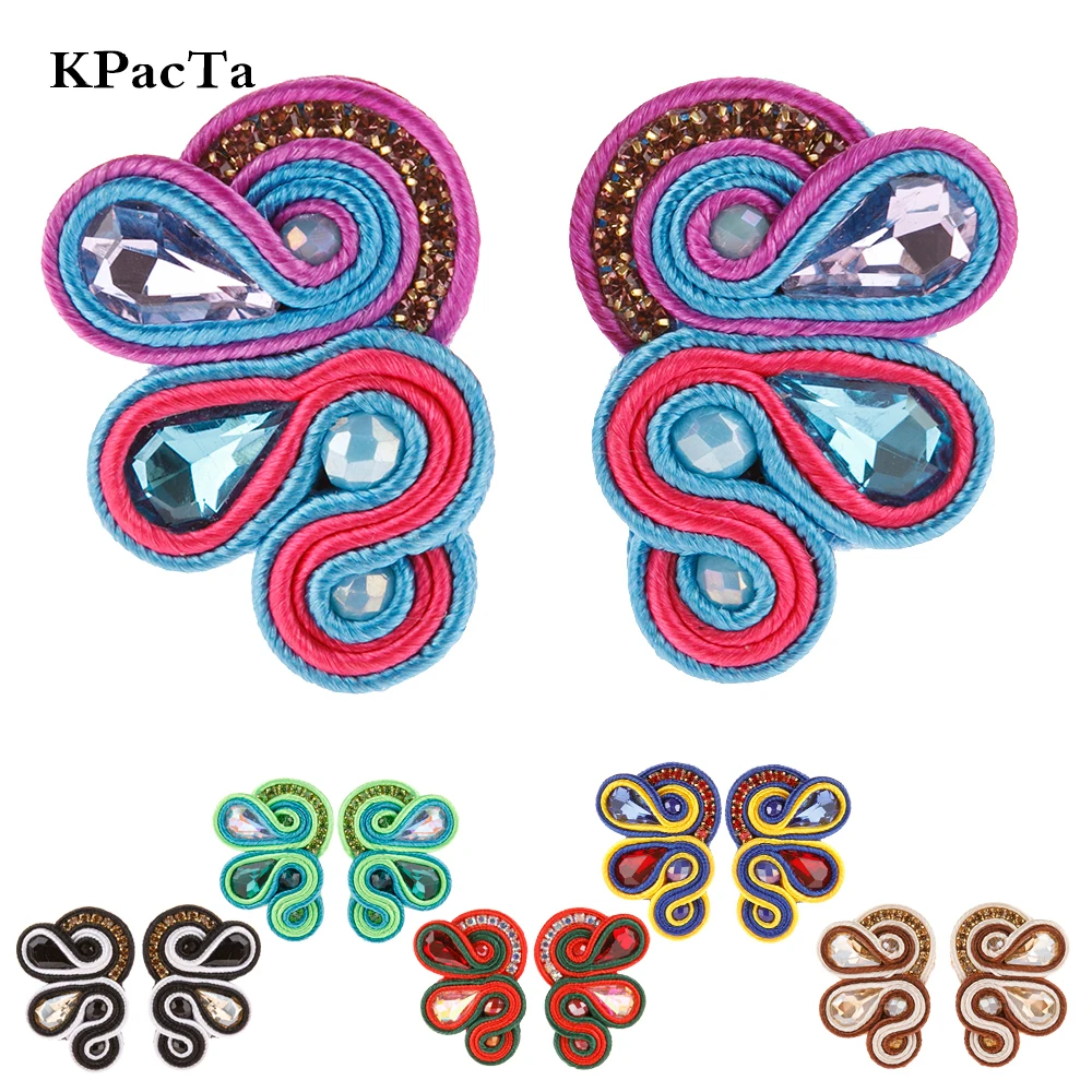 

KPACTA Vintage Soutache Earring For Women 2020 Fashion Ethnic Style Handmade Weaving Water Rhinestone Drop Earrings Accessories