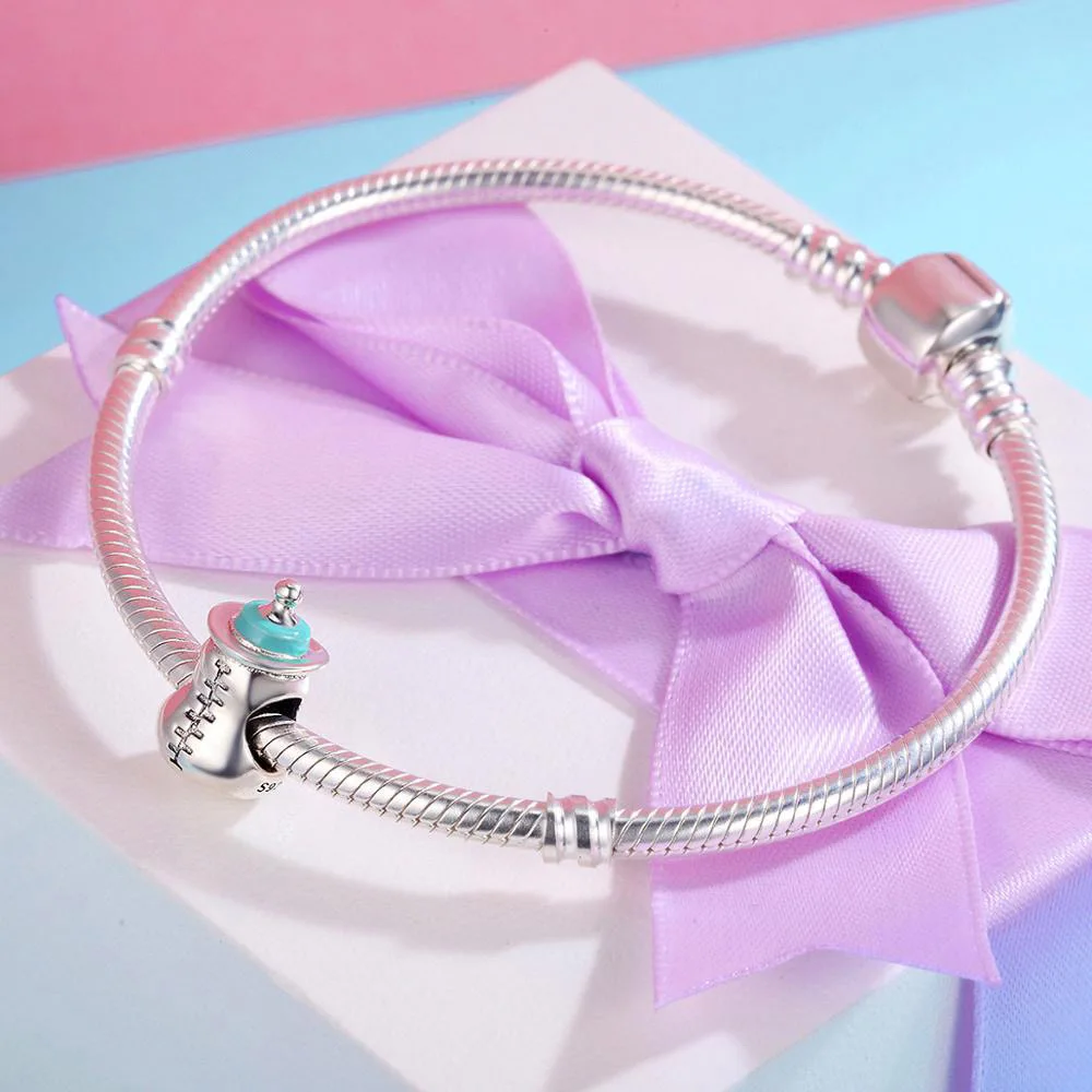 

Authentic 925 Sterling Silver Baby Milk Bottle Memory Charms Beads fit Women Charm Bracelets Necklace DIY Jewelry