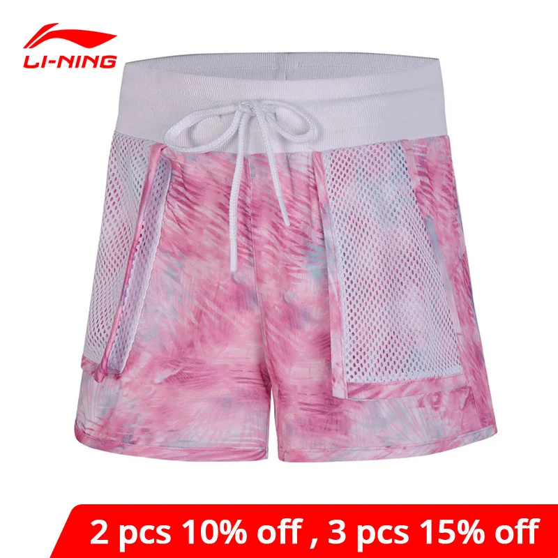Женские спортивные шорты Li Ning Повседневные Дышащие из 100% полиэстера с подкладкой