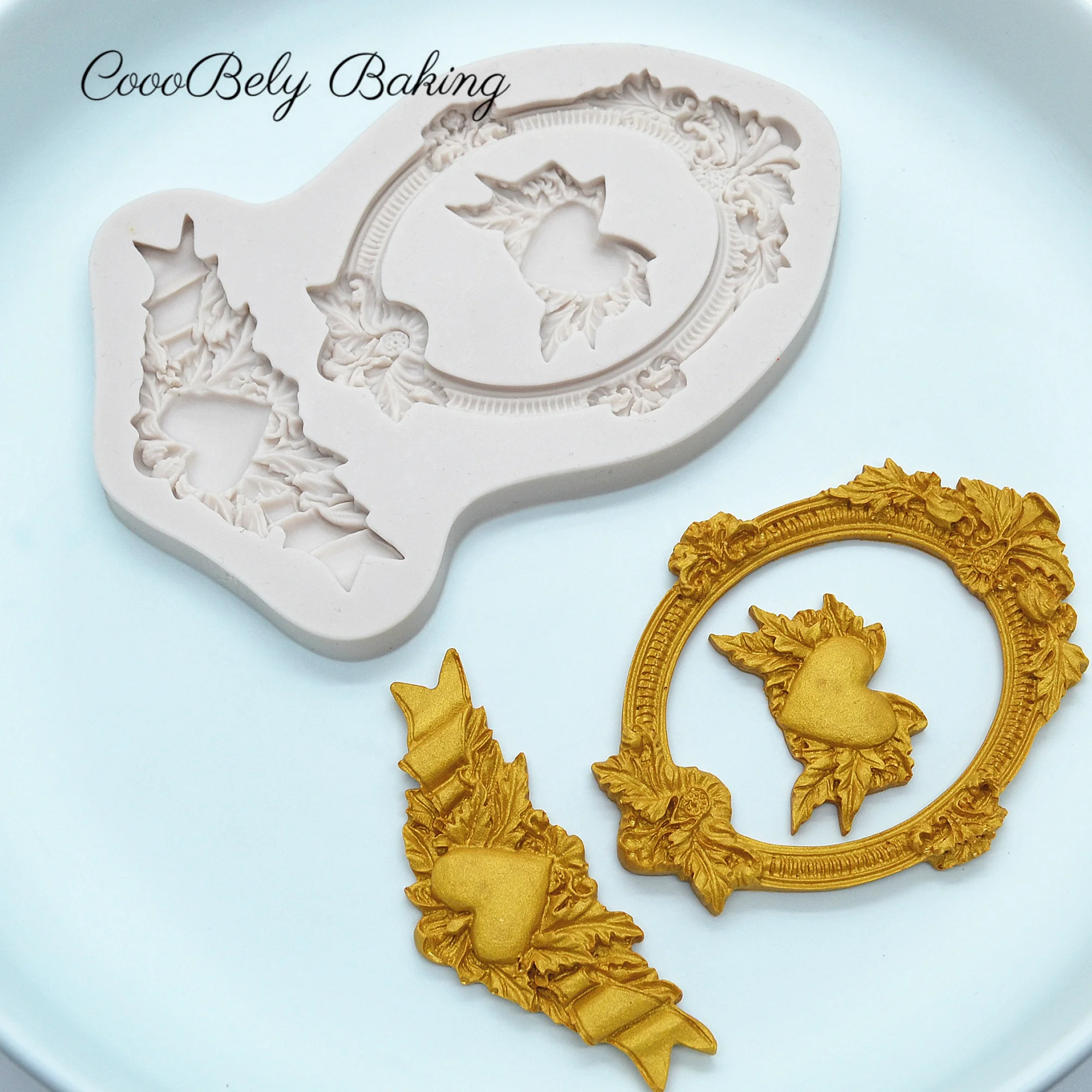 

Lace Silicone Mold Fondant Candle Mould Epoxy Resin Molds Photo Frame Cake Decorate Fondant Molds Baking Accessories M1319