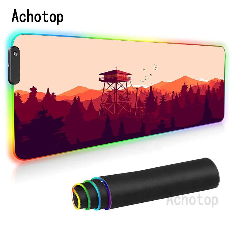 

Forest Firewatch RGB Mousepad Gamer Gaming Accessories Mouse Pad Large Locking Edge Led Light Keyboard 80X30CM Deak Mat for Lol
