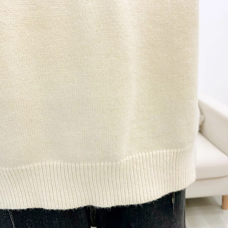 

Autumn Winter Nano Rabbit Hair Loose Women' Sweater Knitted Ribbed Pullover Sweater Long Sleeve O-Neck Soft Warm Oversize Jumper