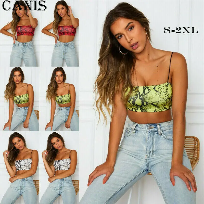 2019 Newest Fashion Sexy Ladies Women Snakeskin Vest pattern Camisole Sleeveless Camis Top | Женская одежда